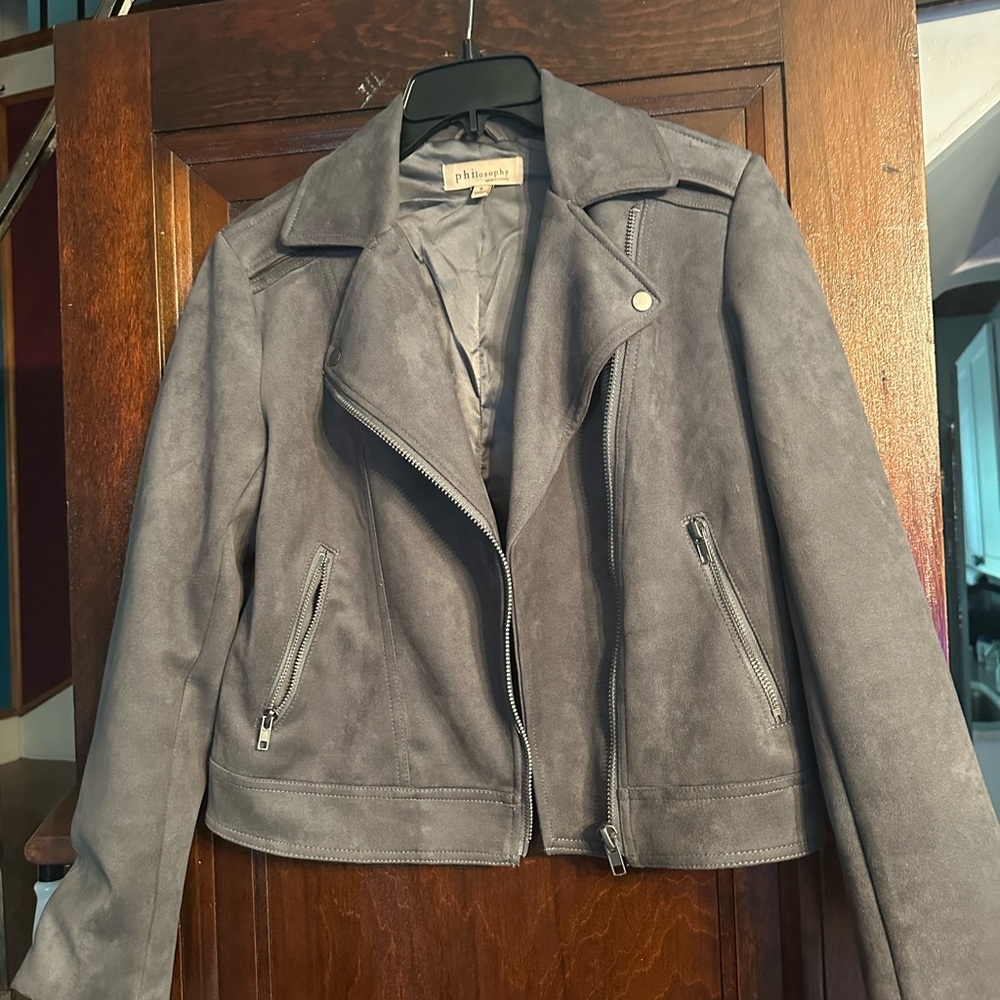 Women's Gray Suede motorcycle Jacket